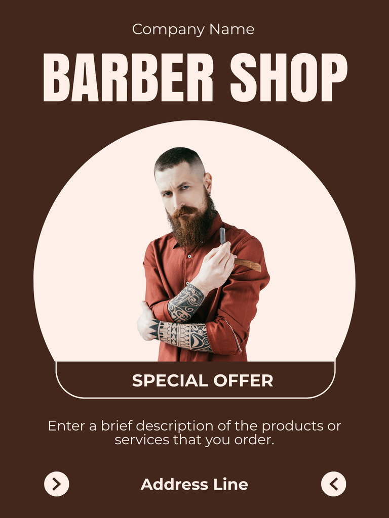 Plantilla de diseño de Special Offer for Master Barber Services Poster US 