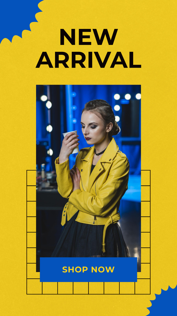 Ontwerpsjabloon van Instagram Story van Women's Clothing Sale with Young Woman in Yellow