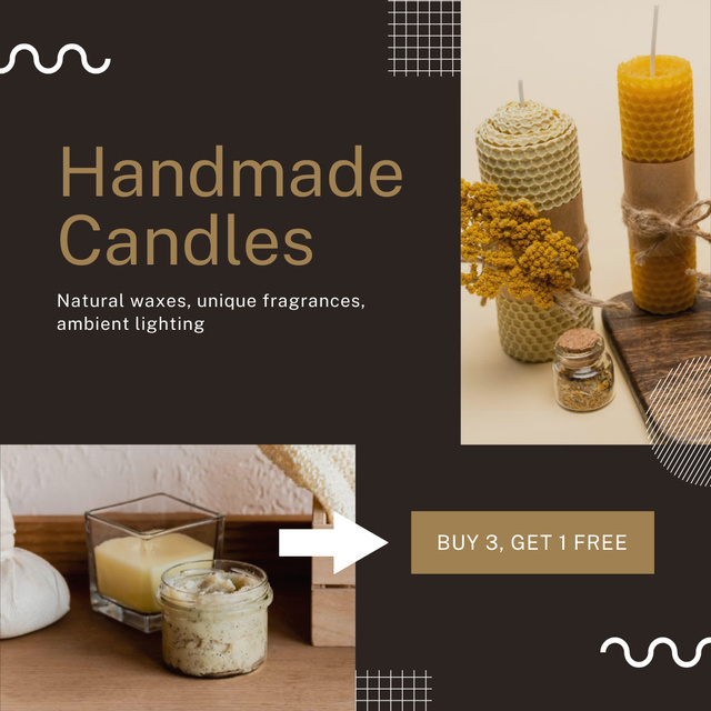 Collage with Beautiful Handmade Wax Candles Instagram AD Design Template