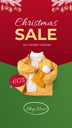 Platilla de diseño Christmas Holiday Sale of Winter Clothes with Puffer Jacket Instagram Video Story