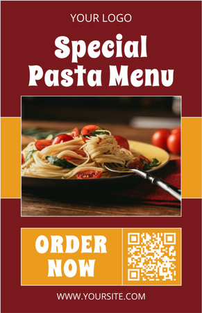 Special Pasta Menu Ad Recipe Card Design Template