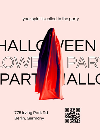 Halloween Party Announcement with Ghost Invitation Design Template