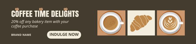 Scrumptious Croissant And Creamy Coffee Offer Ebay Store Billboard Design Template