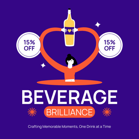 Platilla de diseño Beverage Catering Services with Bottle of Wine Instagram AD
