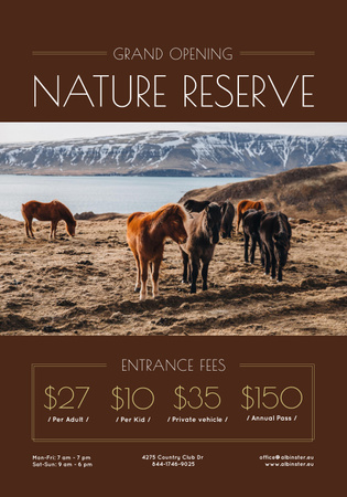 Nature Reserve Grand Opening Announcement Herd of Horses Poster 28x40in Design Template