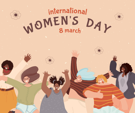 Mulheres em comemoração ao Dia Internacional da Mulher Facebook Modelo de Design