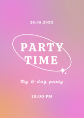 Party Announcement on Pink Gradient Background