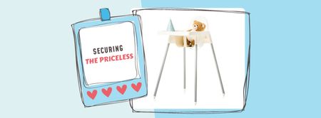 Ontwerpsjabloon van Facebook cover van Kinderstoel met teddybeer