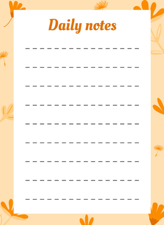 Daily Notes Planner with Floral Illustration Notepad 4x5.5in – шаблон для дизайну