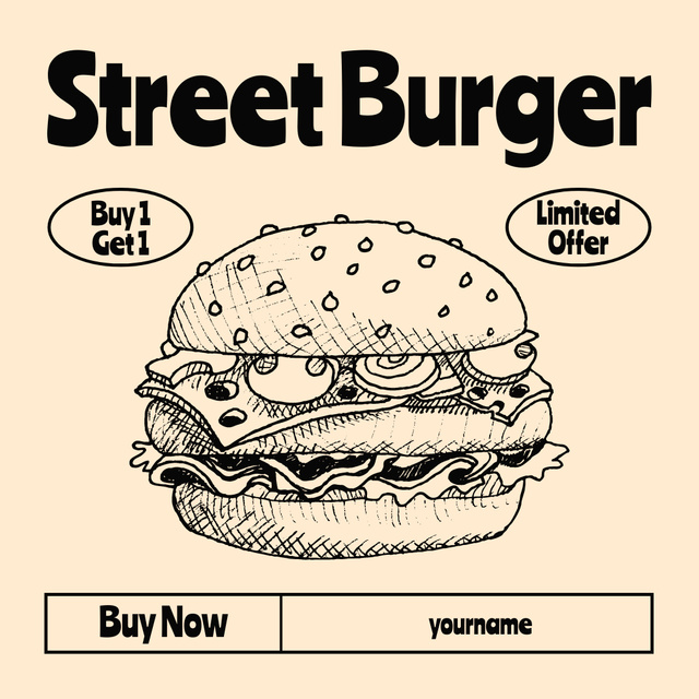Street Burger Ad Instagram Πρότυπο σχεδίασης