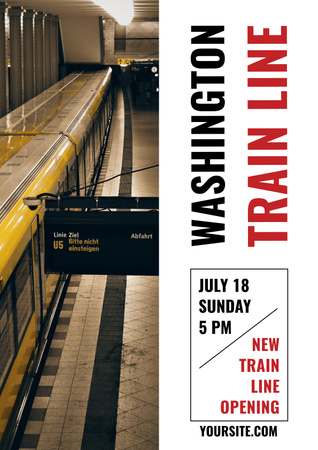 Train Line Opening Announcement with Station Interior Poster Design Template