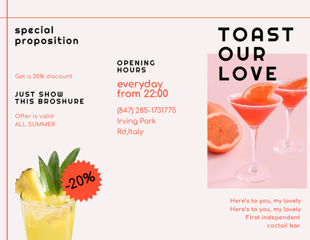 Summer Cocktail with Grapefruit Brochure 8.5x11in Z-fold Design Template