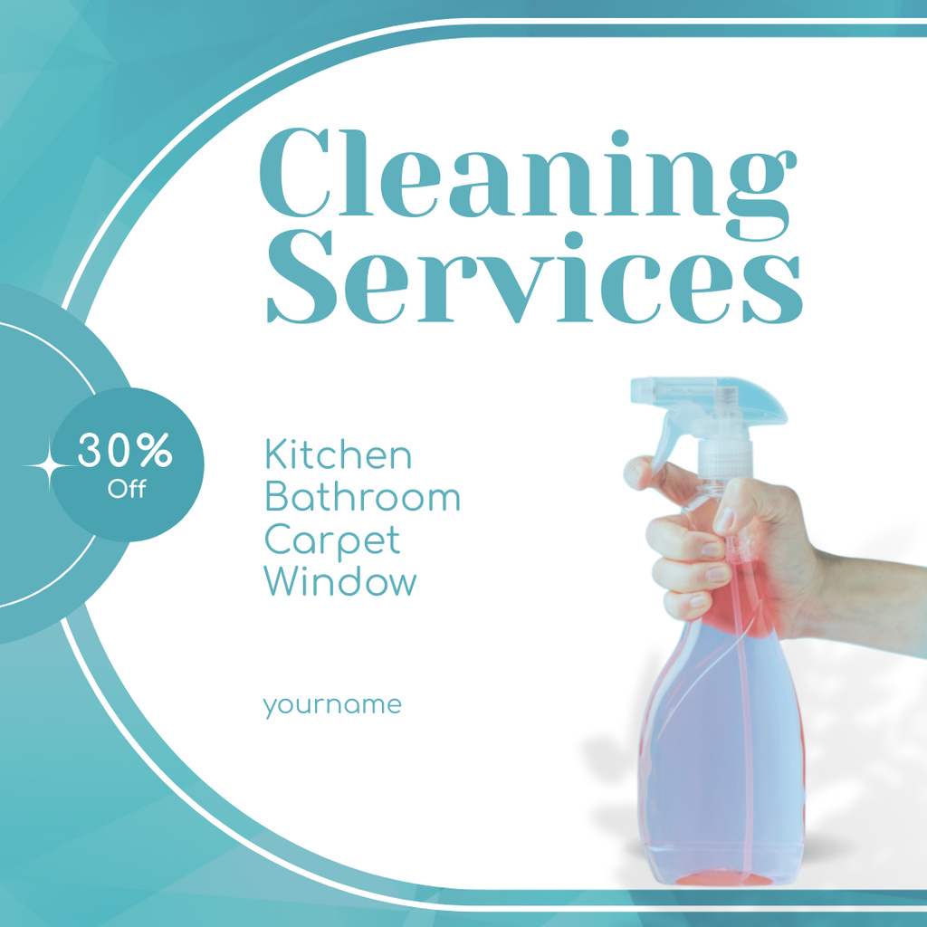 Designvorlage Discount on Cleaning Services Ad with Detergent für Instagram AD