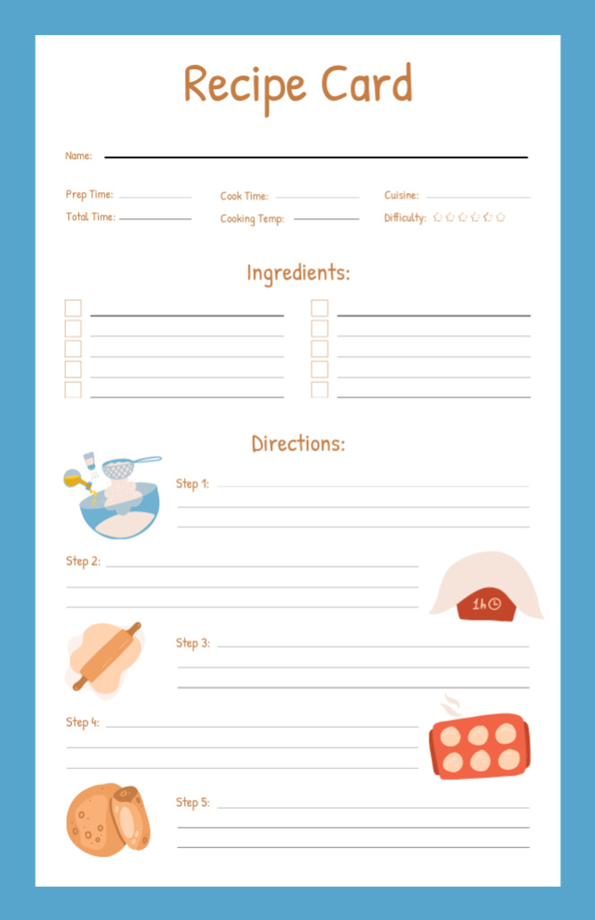 Szablon projektu Dough Cooking Steps Recipe Recipe Card