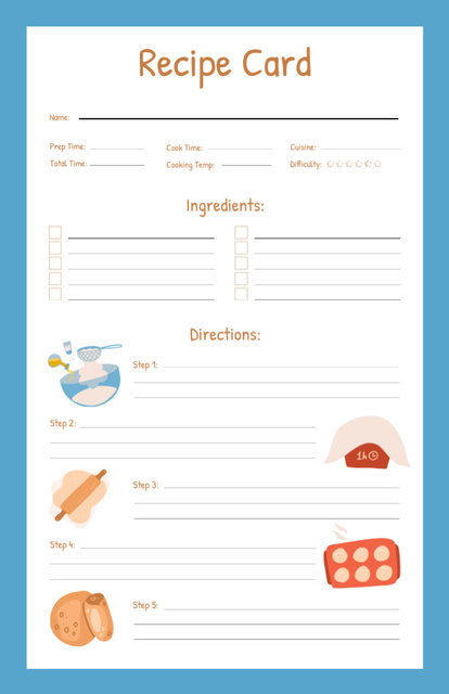 Dough Cooking Steps Recipe Recipe Card Šablona návrhu