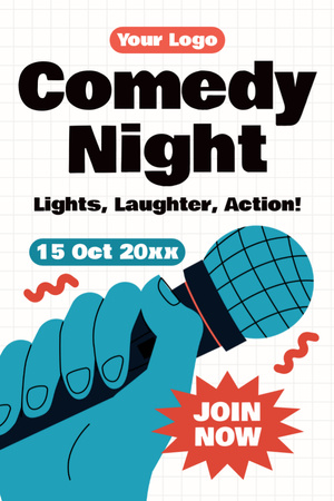 Иллюстрация микрофона для промо-акции Comedy Night Tumblr – шаблон для дизайна