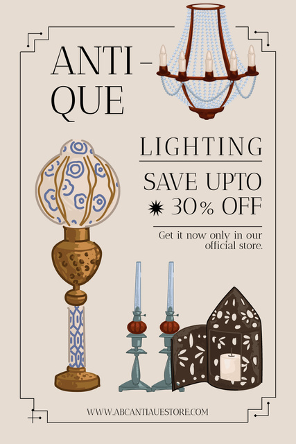 Ontwerpsjabloon van Pinterest van Discount on Antique Lighting Accessories