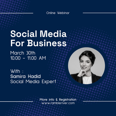Invitation to Online Webinar on the Role of Social Media for Business Instagram Design Template