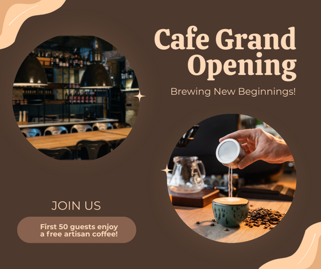 Platilla de diseño Fabulous Cafe Opening Event With Coffee From Barista Facebook