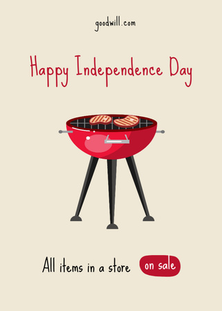 USA Independence Day Celebration Announcement with BBQ Flayer Design Template
