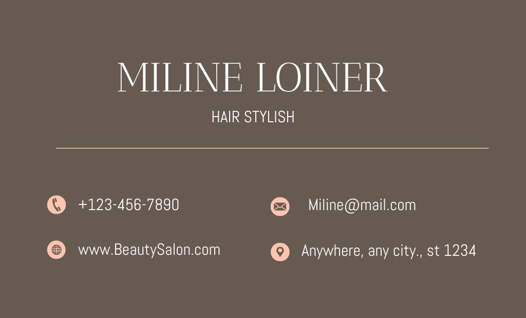 Designvorlage Hair Stylist Ad on Simple Brown für Business Card 91x55mm