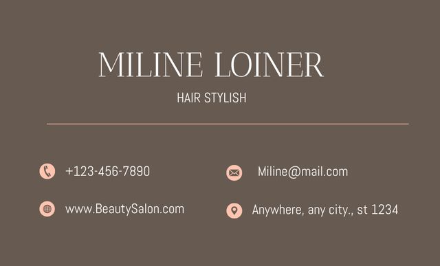 Hair Stylist Ad on Simple Brown Business Card 91x55mm Design Template