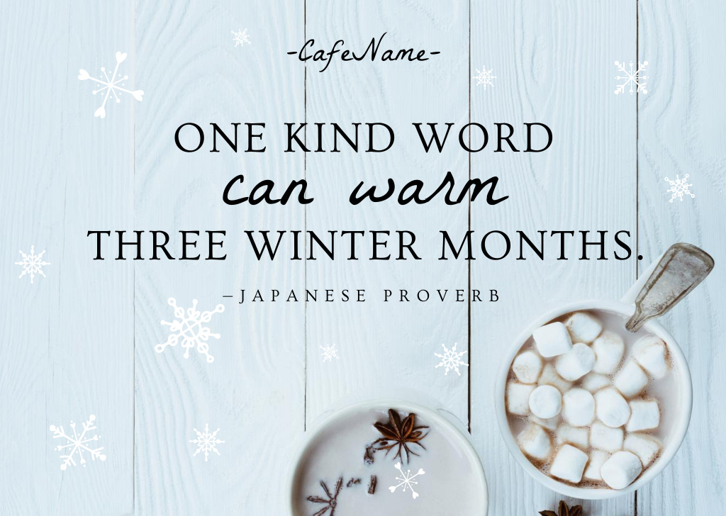 Cute Winter Quote with Warm Cocoa Card Design Template