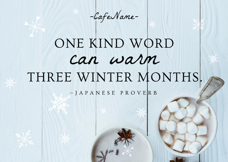 Cute Winter Quote with Warm Cocoa Card Design Template