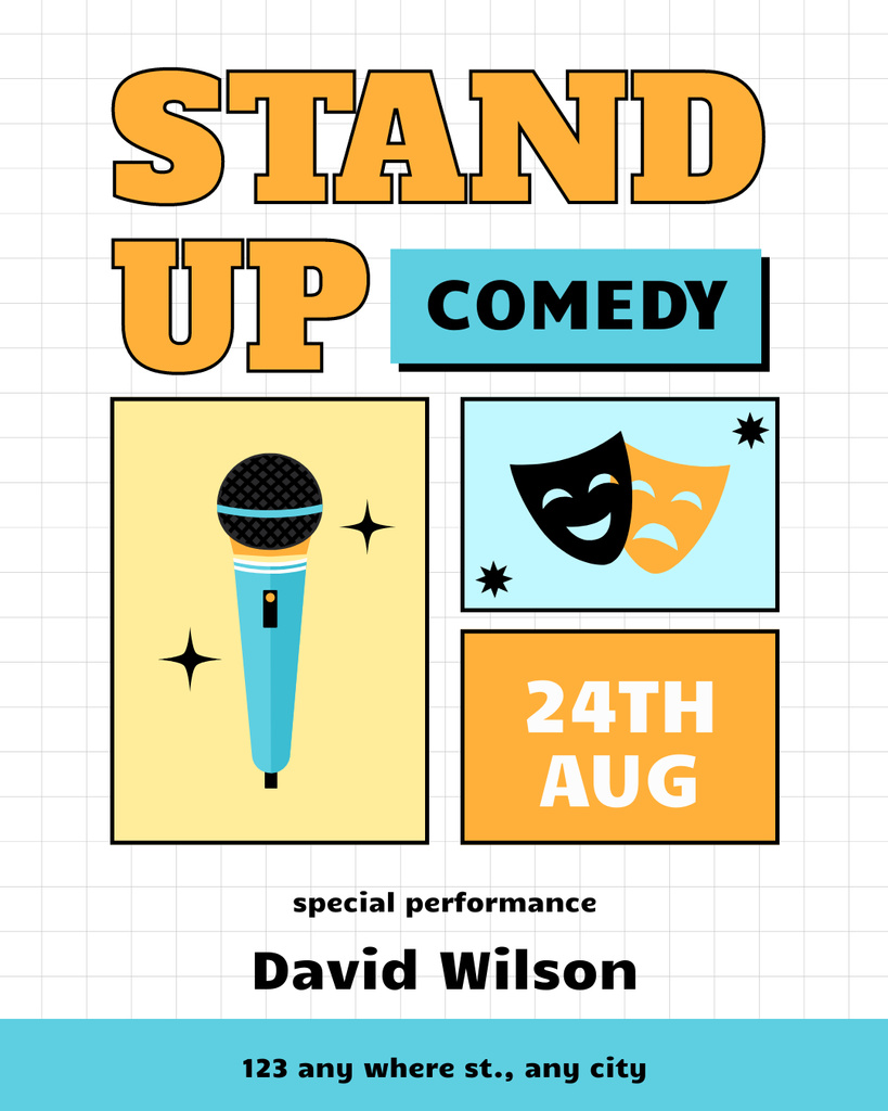 Collage with Comedy Show Announcement Instagram Post Vertical Design Template