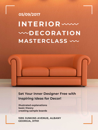 Plantilla de diseño de Interior decoration masterclass with Sofa in red Poster US 
