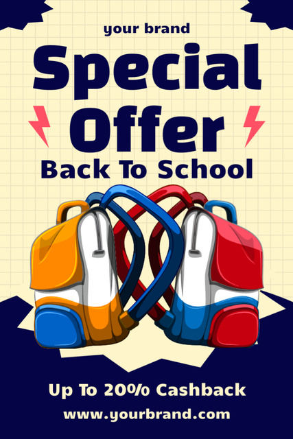 Template di design Special Sale of Backpacks with Cashback Tumblr