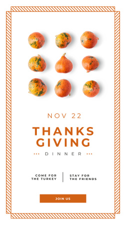 Small pumpkins for Thanksgiving decoration Instagram Story Design Template