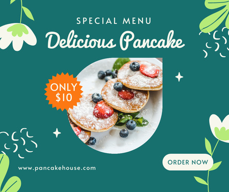 Announcement of Discount in Special Menu for Pancakes Facebook Design Template