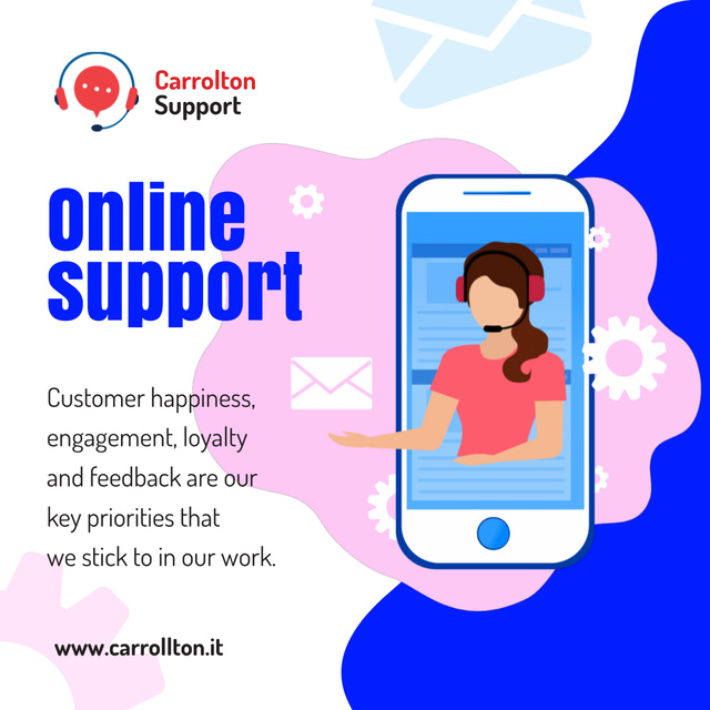 Szablon projektu Online Customers Support Consultant on Phone Screen Animated Post