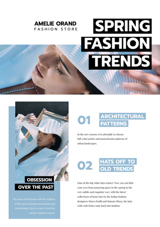 Plantilla de diseño de Tendencias de la moda de primavera con mujer en blanco Newsletter 