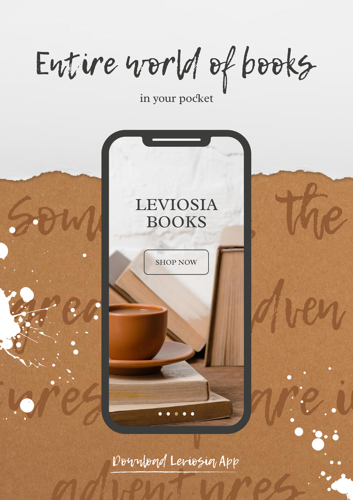 Template di design Books App with cup of Coffee and Books on screen Poster