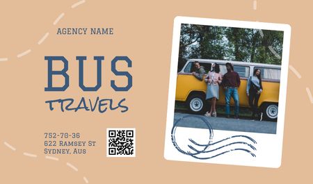 Ontwerpsjabloon van Business card van Bus Travel Tour Announcement