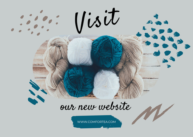 Website Ad with Colorful Threads on Grey Poster B2 Horizontal tervezősablon