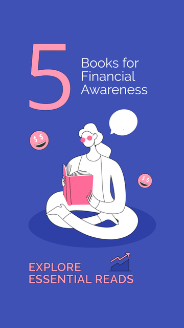 Set Of Books For Financial Awareness Promotion Instagram Video Storyデザインテンプレート