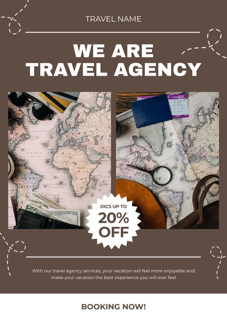 Travel Agency's Offer with Old World Maps Posterデザインテンプレート