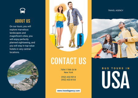 Template di design Proposta di servizio di agenzia di viaggi con una giovane coppia Brochure