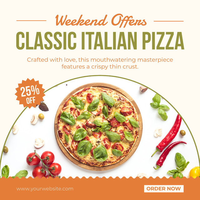 Designvorlage Pizza Discount Announcement on White für Instagram