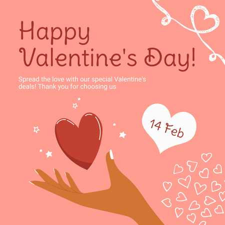 Saint Valentine's Day Greeting With Lots Of Hearts Instagram AD Design Template