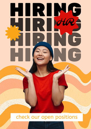 Vacancy Ad with Cute Young Woman Poster Design Template