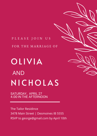 Festive Wedding Ceremony Announcement With Twigs Invitation – шаблон для дизайну