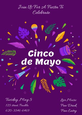 Cinco de Mayo Celebration Announcement  Invitation Design Template