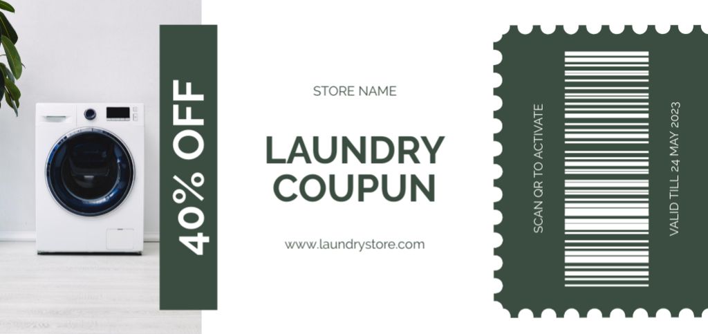 Laundry Voucher Offer with Washing Machine and Plant Coupon Din Large Tasarım Şablonu
