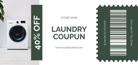 Laundry Voucher Offer with Washing Machine and Plant Coupon Din Large Design Template