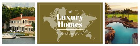 Real Estate Ad Luxury Houses at Sea Coastline Twitter tervezősablon