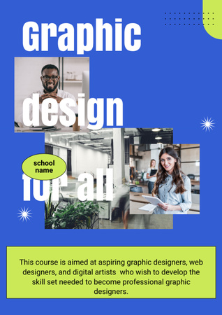 Graphic Design Course Blue Newsletter Design Template
